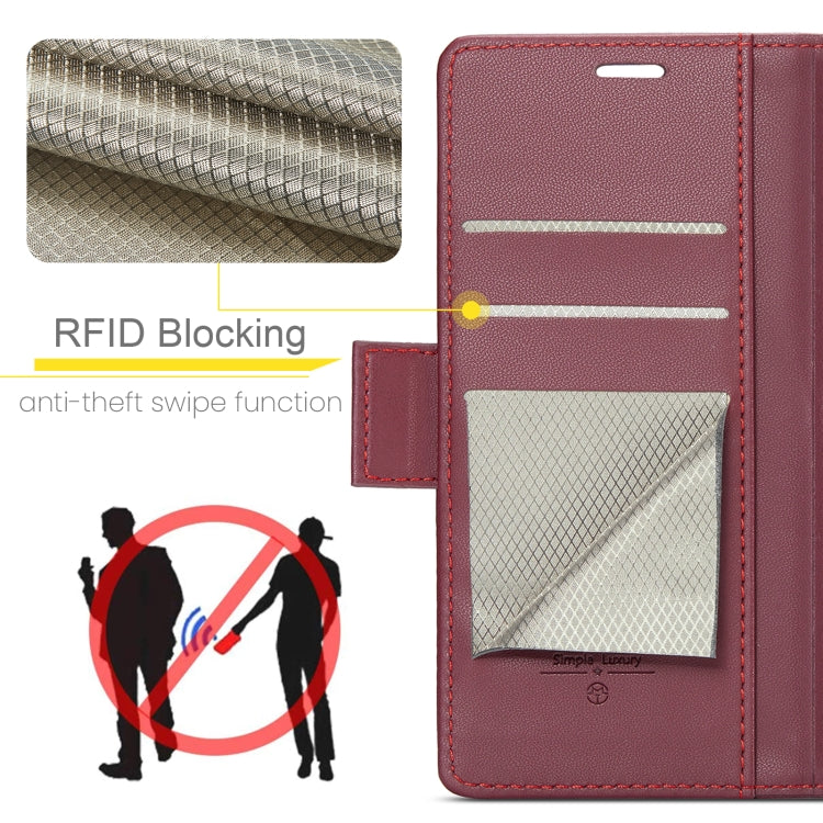 For OPPO A78 4G CaseMe 023 Butterfly Buckle Litchi Texture RFID Anti-theft Leather Phone Case(Wine Red) by CaseMe