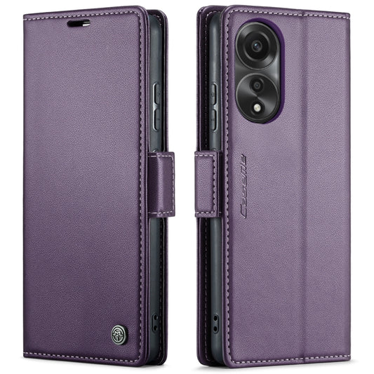 For OPPO A78 4G CaseMe 023 Butterfly Buckle Litchi Texture RFID Anti-theft Leather Phone Case(Pearly Purple) by CaseMe