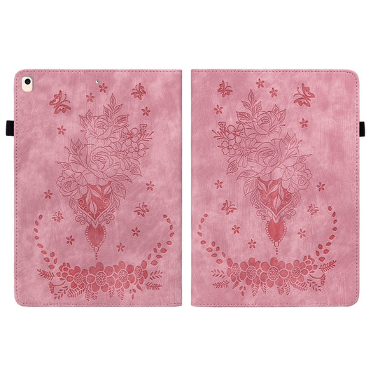 For iPad 10.2 2021 / Air 10.5 2019 Butterfly Rose Embossed Leather Smart Tablet Case(Pink) - iPad 10.2 Cases by buy2fix | Online Shopping UK | buy2fix