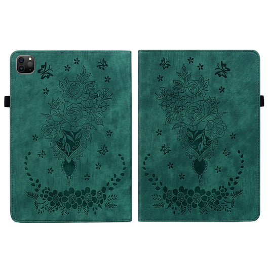 For iPad Pro 11 2021 / Air 4 2020 Butterfly Rose Embossed Leather Smart Tablet Case(Green) - iPad Pro 11 (2022/2021) Cases by buy2fix | Online Shopping UK | buy2fix