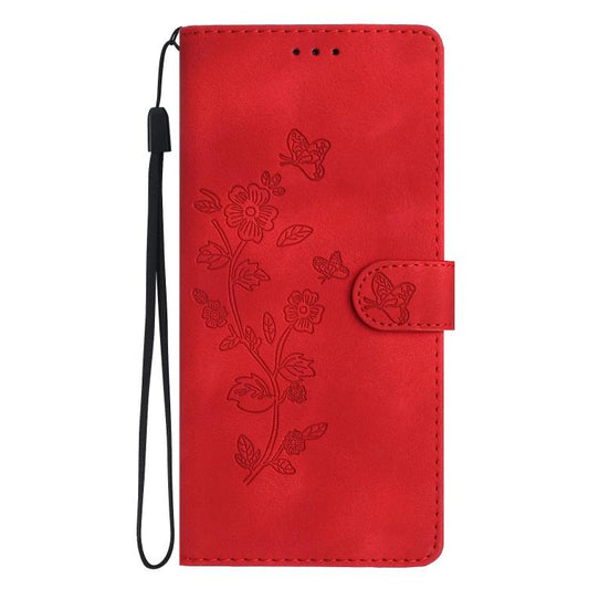 For iPhone Air Flower Butterfly Embossing Pattern Leather Phone Case(Red) - iPhone Air Cases by buy2fix | Online Shopping UK | buy2fix
