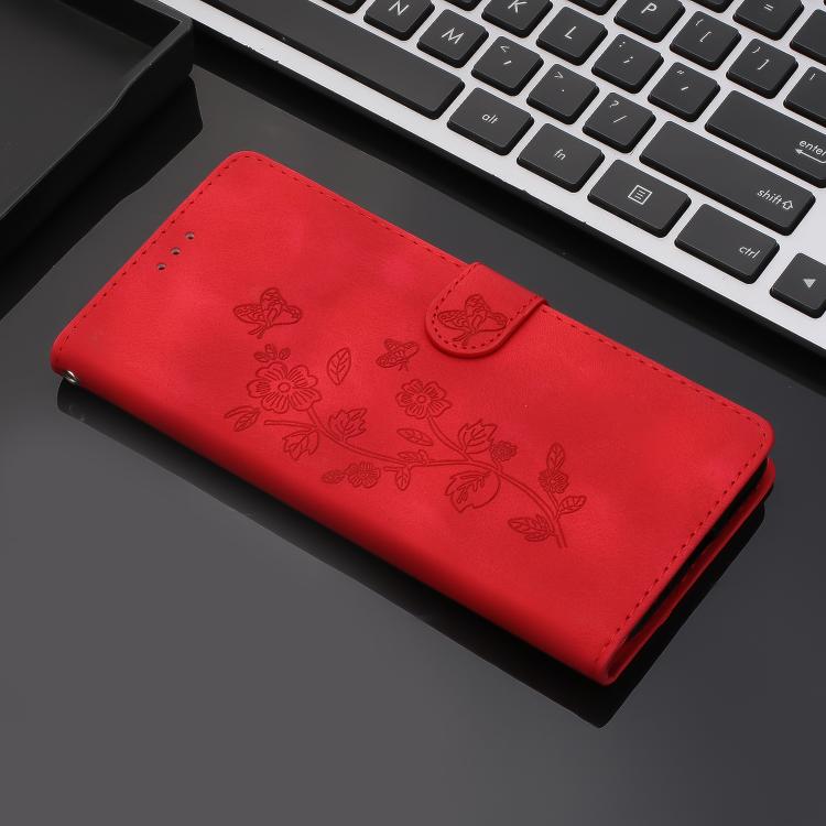 For iPhone Air Flower Butterfly Embossing Pattern Leather Phone Case(Red) - iPhone Air Cases by buy2fix | Online Shopping UK | buy2fix