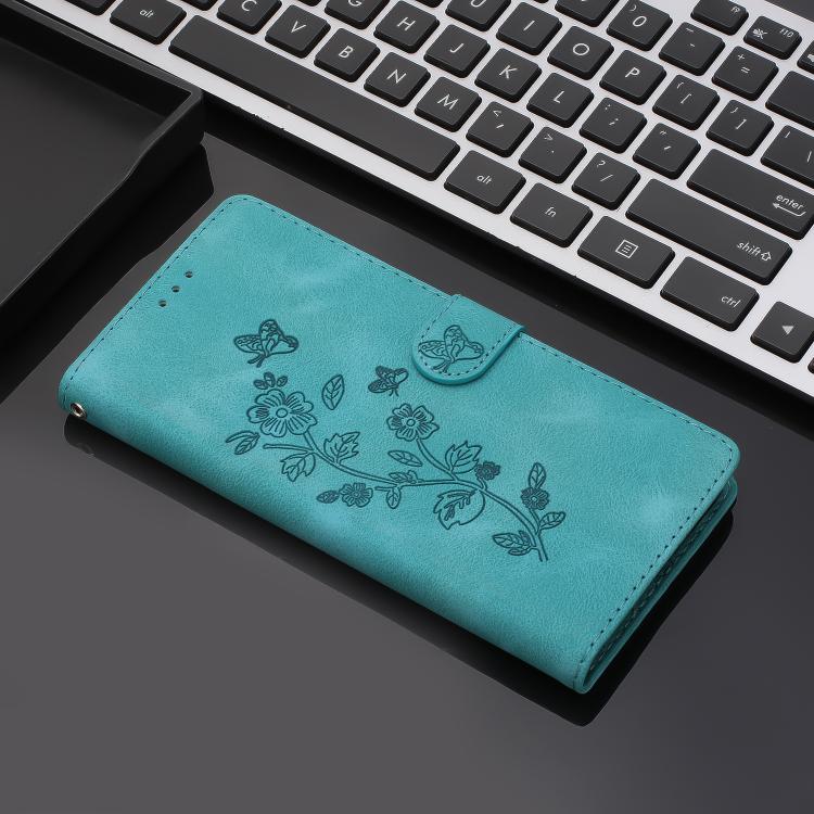 For iPhone Air Flower Butterfly Embossing Pattern Leather Phone Case(Sky Blue) - iPhone Air Cases by buy2fix | Online Shopping UK | buy2fix