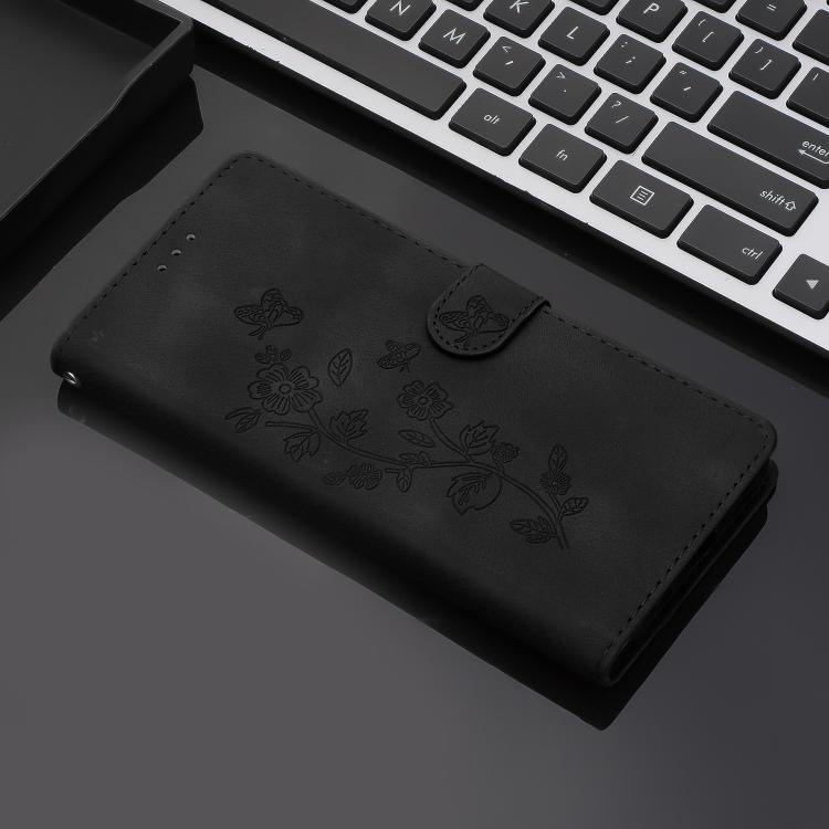 For iPhone Air Flower Butterfly Embossing Pattern Leather Phone Case(Black) - iPhone Air Cases by buy2fix | Online Shopping UK | buy2fix