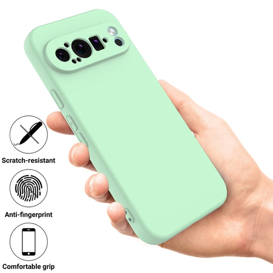 For Google Pixel 9 Pro Pure Color Liquid Silicone Shockproof Phone Case(Green) by buy2fix