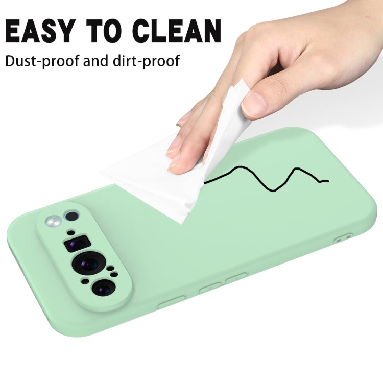 For Google Pixel 9 Pro Pure Color Liquid Silicone Shockproof Phone Case(Green) by buy2fix