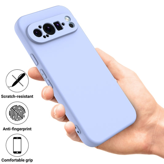 For Google Pixel 9 Pro Pure Color Liquid Silicone Shockproof Phone Case(Purple) by buy2fix