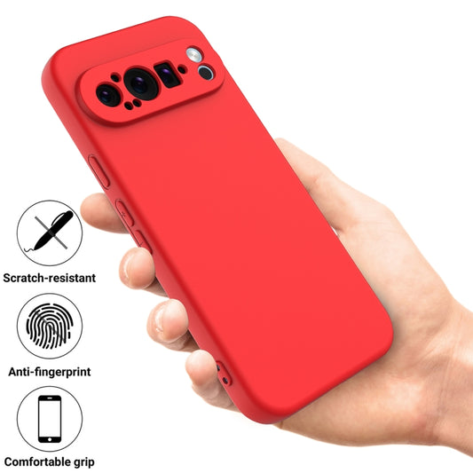 For Google Pixel 9 Pro Pure Color Liquid Silicone Shockproof Phone Case(Red) by buy2fix