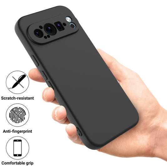 For Google Pixel 9 Pro Pure Color Liquid Silicone Shockproof Phone Case(Black) by buy2fix