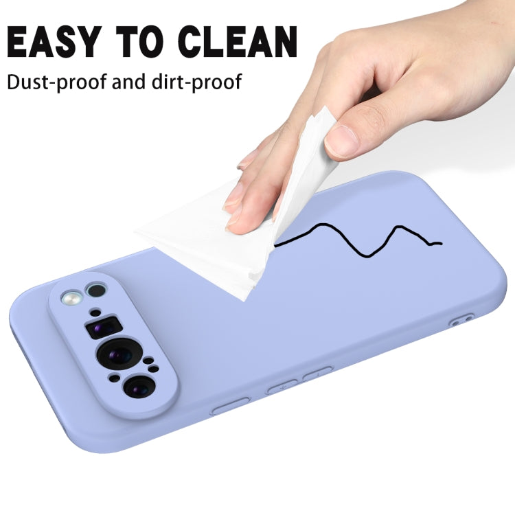 For Google Pixel 9 Pro XL Pure Color Liquid Silicone Shockproof Phone Case(Purple) by buy2fix