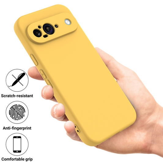 For Google Pixel 9 Pure Color Liquid Silicone Shockproof Phone Case(Yellow) by buy2fix