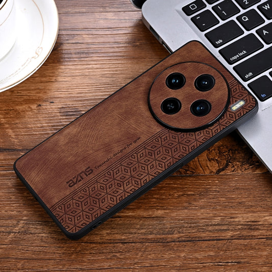 For vivo X100 AZNS 3D Embossed Skin Feel Phone Case(Brown) by AZNS