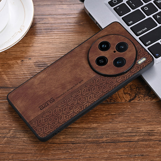 For vivo X100 Pro AZNS 3D Embossed Skin Feel Phone Case(Brown) by AZNS