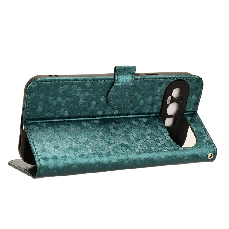 For Google Pixel 9 Pro XL Honeycomb Dot Texture Leather Phone Case(Green) by buy2fix