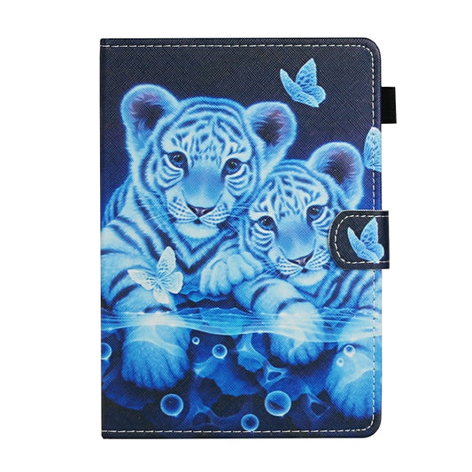 For 10 inch Universal Tablet PC Colored Drawing Pattern Horizontal Flip Leather Case with Holder & Card Slots(Tiger) - 10 - 11 inch by buy2fix | Online Shopping UK | buy2fix