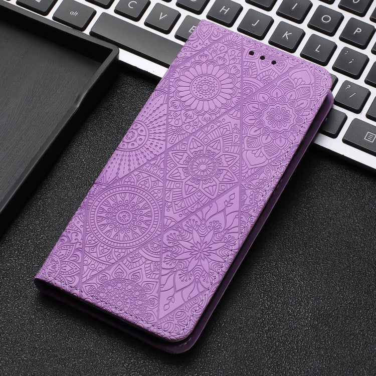 For Xiaomi Poco X4 Pro 5G Ethnic Embossed Adsorption Leather Phone Case(Purple) by buy2fix