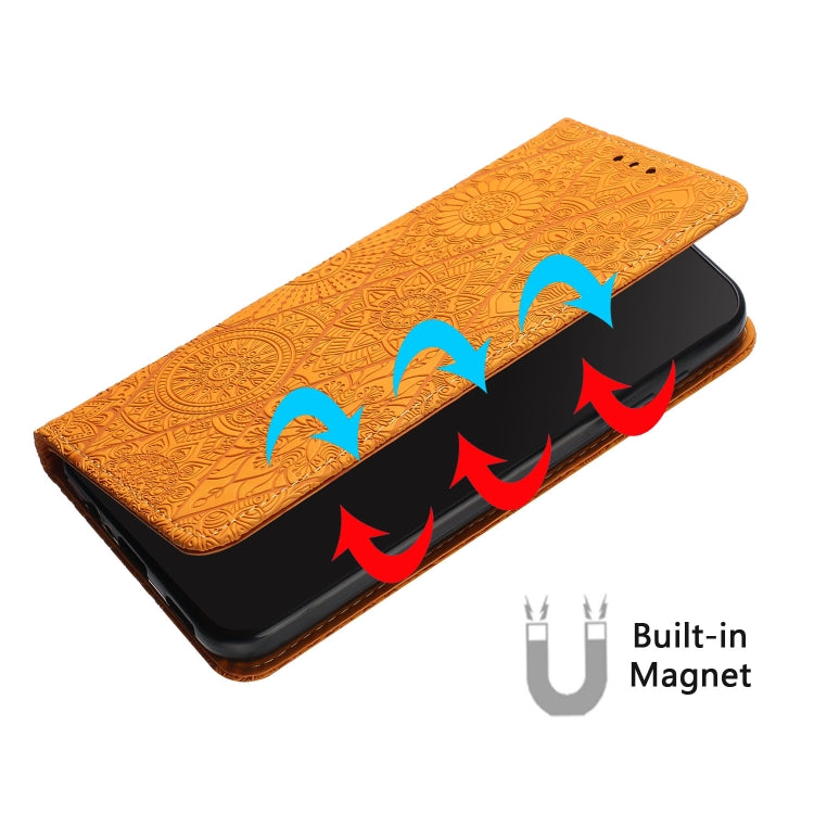 For Xiaomi Redmi Note 13 5G Ethnic Embossed Adsorption Leather Phone Case(Yellow) by buy2fix