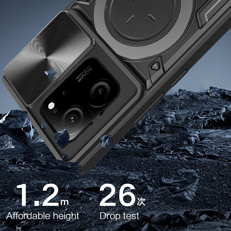 For Xiaomi 13T / Redmi K60 Ultra CD Texture Sliding Camshield Magnetic Holder Phone Case(Black) by buy2fix
