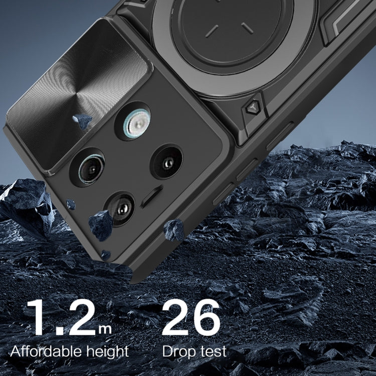 For Xiaomi Redmi Note 13 Pro 5G CD Texture Sliding Camshield Magnetic Holder Phone Case(Black) by buy2fix