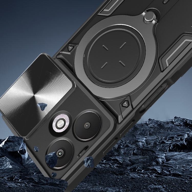 For Xiaomi Redmi 13C 5G Global CD Texture Sliding Camshield Magnetic Holder Phone Case(Blue) by buy2fix