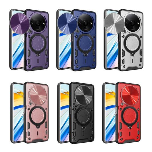 For Xiaomi Redmi A3 CD Texture Sliding Camshield Magnetic Holder Phone Case(Blue) by buy2fix