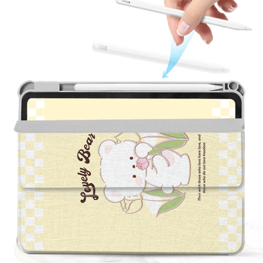 For iPad Air 11 2024 / iPad Pro 11 720 Rotation Magnetic Painted Leather Smart Tablet Case(Cream Bear) by buy2fix