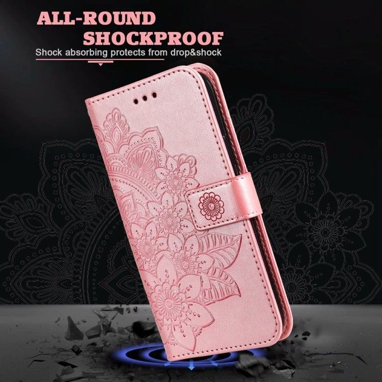 For Xiaomi 14 Pro 7-petal Flowers Embossing Leather Phone Case(Rose Gold) by buy2fix