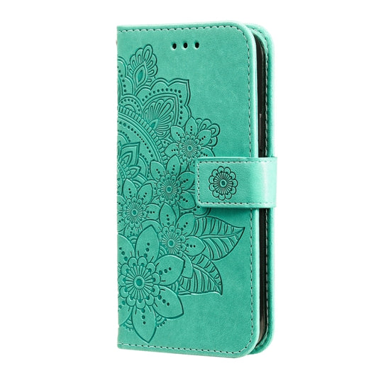 For Xiaomi 14 7-petal Flowers Embossing Leather Phone Case(Green) by buy2fix