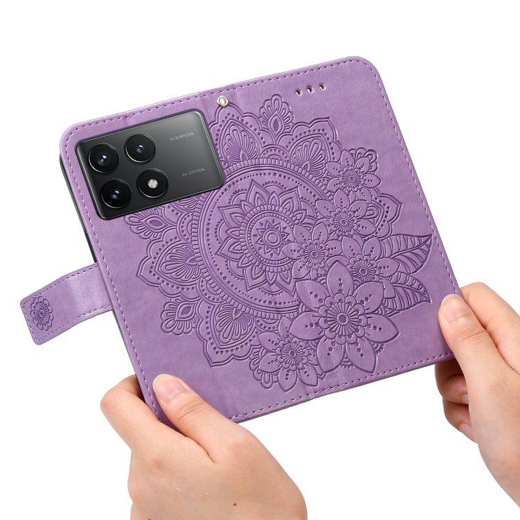 For Xiaomi Redmi K70 / K70 Pro 7-petal Flowers Embossing Leather Phone Case(Light Purple) by buy2fix