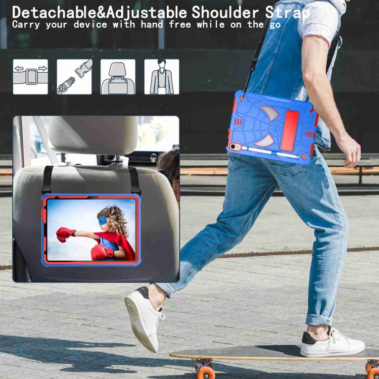 For iPad 2025 / 2022 Spider Texture Silicone Hybrid PC Tablet Case with Shoulder Strap(Blue + Red) - iPad 2025 / 2022 Cases by buy2fix | Online Shopping UK | buy2fix