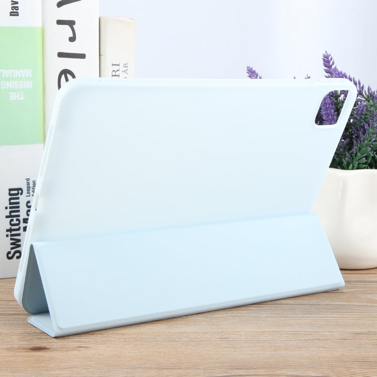 For iPad Air 11 2025 / 2024 GEBEI 3-folding Holder Shockproof Flip Leather Tablet Case(Sky Blue) by GEBEI