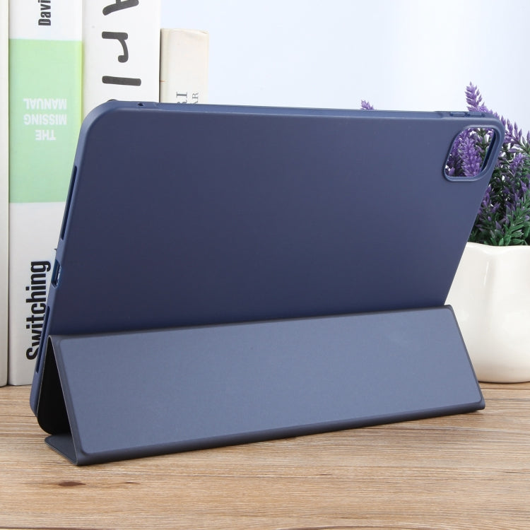 For iPad Air 11 2025 / 2024 GEBEI 3-folding Holder Shockproof Flip Leather Tablet Case(Dark Blue) by GEBEI