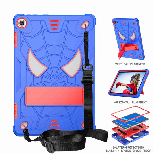 For Lenovo Tab M10 3rd Gen Spider Texture Silicone Hybrid PC Tablet Case with Shoulder Strap(Blue + Red) - Lenovo by buy2fix | Online Shopping UK | buy2fix
