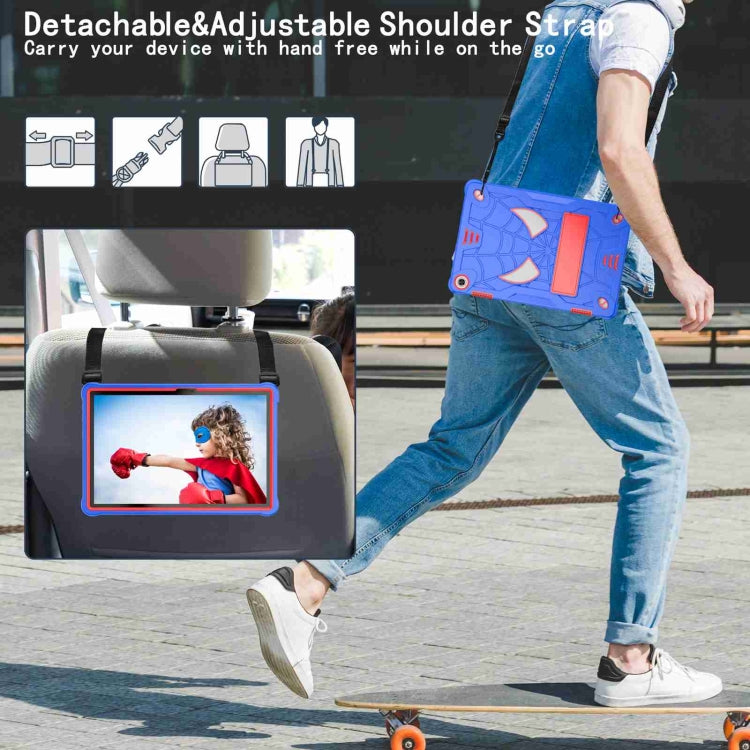 For Lenovo Tab M10 3rd Gen Spider Texture Silicone Hybrid PC Tablet Case with Shoulder Strap(Blue + Red) - Lenovo by buy2fix | Online Shopping UK | buy2fix