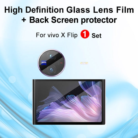 For vivo X Flip 1 Sets imak Tempered Glass Rear Camera Protection Ring + Glass Rear Screen Sticker by imak