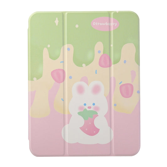 For iPad Air 11 2024 / iPad Pro 11 3-Fold 360 Rotation Painted Leather Smart Tablet Case(Strawberry Dog) by buy2fix