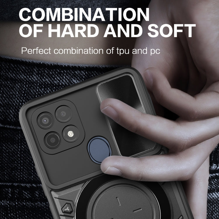 For OPPO A15 / A15s / A35 2021 CD Texture Sliding Camshield Magnetic Holder Phone Case(Blue) by buy2fix