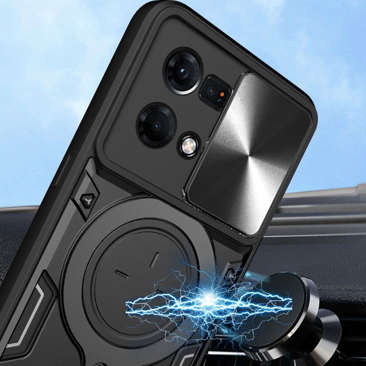 For OPPO Reno7 4G / F21 Pro 4G CD Texture Sliding Camshield Magnetic Holder Phone Case(Pink) by buy2fix