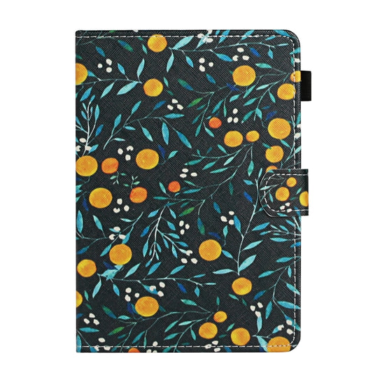 For 7 inch Universal Tablet PC Flower Pattern Horizontal Flip Leather Case with Card Slots & Holder(Yellow Fruit) - 7 inch by buy2fix | Online Shopping UK | buy2fix