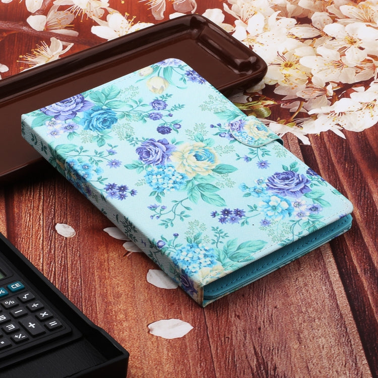 For 8 inch Universal Tablet PC Flower Pattern Horizontal Flip Leather Case with Card Slots & Holder(Purple Flower) - 8 inch by buy2fix | Online Shopping UK | buy2fix