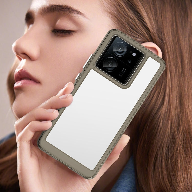 For Xiaomi 13T Colorful Series Acrylic Hybrid TPU Phone Case(Transparent Grey) by buy2fix