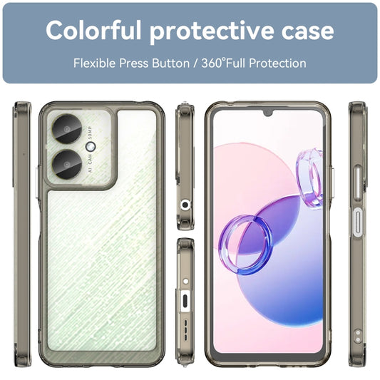 For Xiaomi Poco M6 5G Colorful Series Acrylic Hybrid TPU Phone Case(Transparent Grey) by buy2fix
