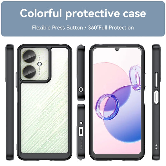 For Xiaomi Poco M6 5G Colorful Series Acrylic Hybrid TPU Phone Case(Black) by buy2fix