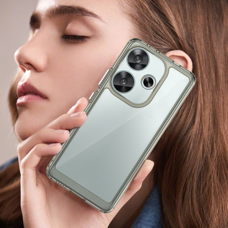 For Xiaomi Redmi Turbo 3 Colorful Series Acrylic Hybrid TPU Phone Case(Transparent Grey) by buy2fix