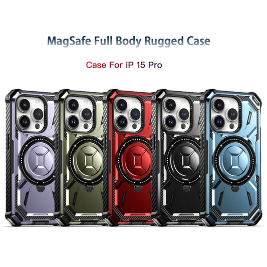 For iPhone 15 Pro Armor Series Holder Phone Case(Light Purple) by buy2fix