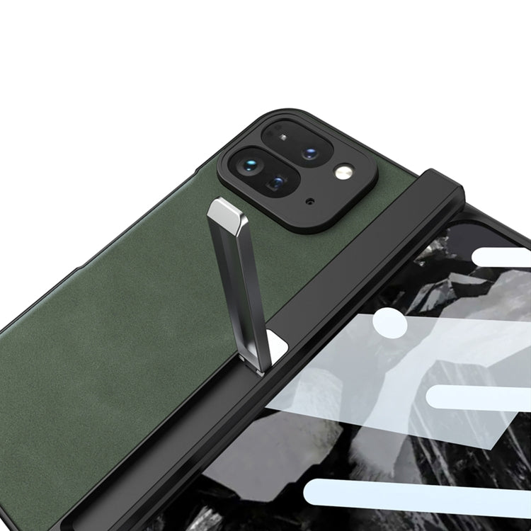For Google Pixel 9 Pro Fold GKK Integrated Frosted Fold Hinge Leather Phone Case with Holder(Green) by GKK
