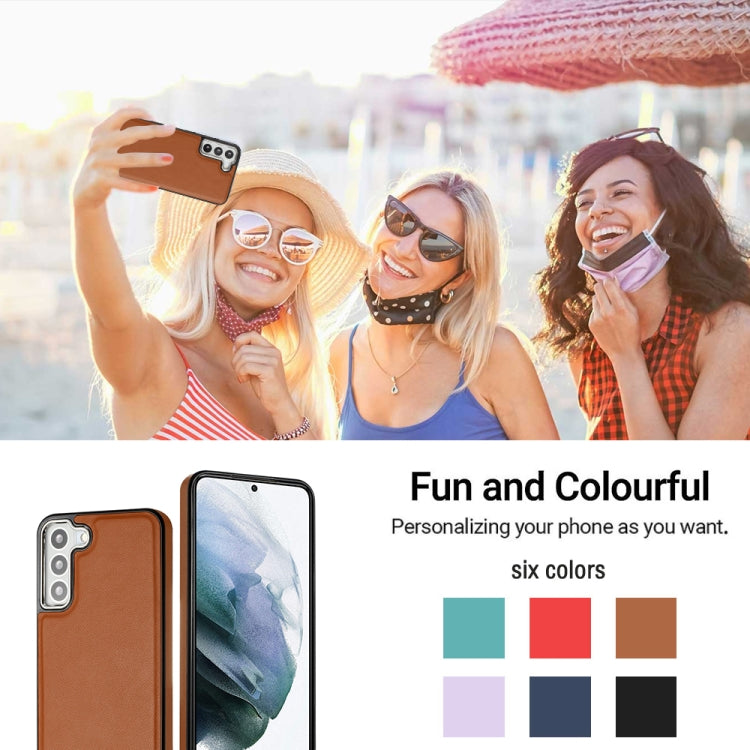 For Samsung Galaxy S23+ Leather Texture Full Coverage Phone Case(Brown) by buy2fix