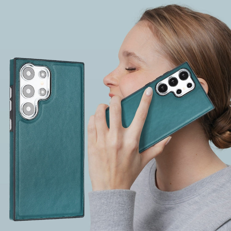 For Samsung Galaxy S24 Ultra 5G Leather Texture Full Coverage Phone Case(Green) by buy2fix