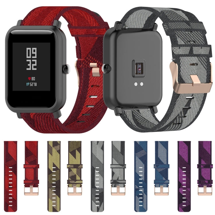 For Amazfit Bip Lite Version 1S / Bip S 20mm Nylon Denim Canvas Replacement Strap Watchband(Red Stripe) by buy2fix