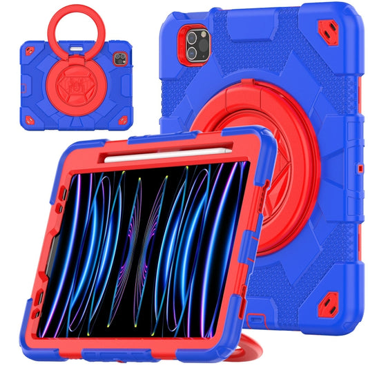 For iPad Pro 11 2022 / 2021 / 2020 Spider Rotation Handle Silicone Hybrid PC Tablet Case(Blue Red) - iPad Pro 11 (2022/2021) Cases by buy2fix | Online Shopping UK | buy2fix